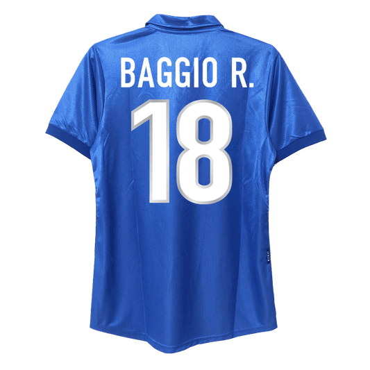 BAGGIO R. #18 Italien Hemma Fotbollströjor 1998 Retro