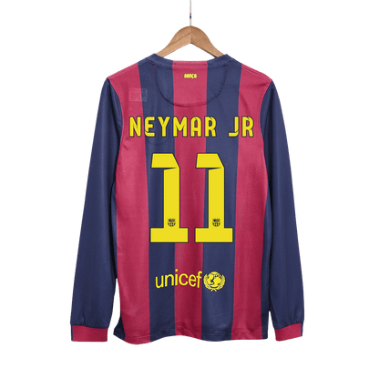 Retro Barcelona Hemma Fotbollströja NEYMAR JR #11 2014/15 långärmad