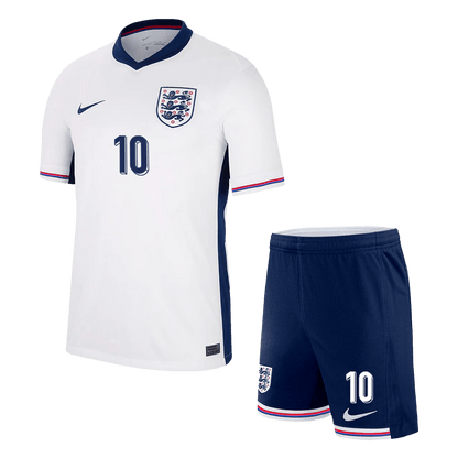 England Hemma Fotbollströja BELLINGHAM #10 Euro 2024 
Fotbollssats Barn