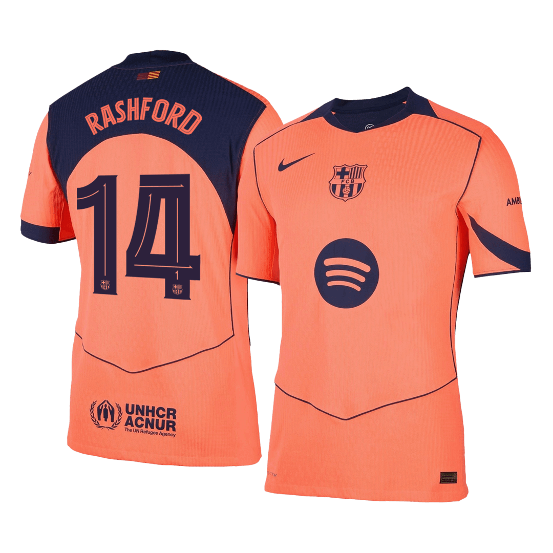 Barcelona Tröja RASHFORD #14 2025/26 Tredje Autentisk Orange - UCL