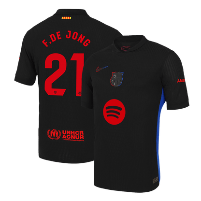 Barcelona Borta Fotbollströja F.DE JONG #21 2024/25 Autentisk - Spotify-logotyp utan text