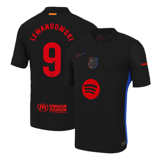 Barcelona Borta Fotbollströja LEWANDOWSKI #9 2024/25 Autentisk - Spotify-logotyp utan text-1