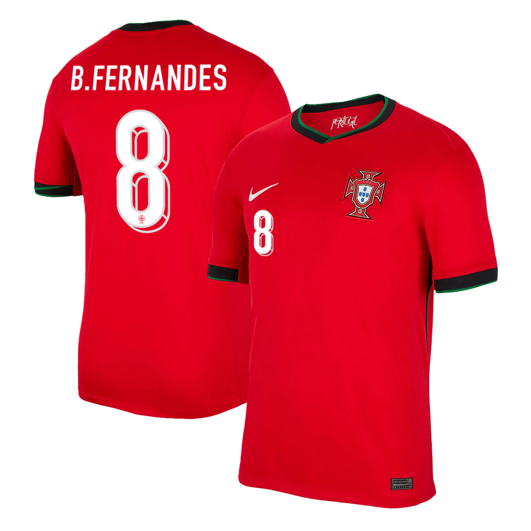 Portugal Hemma Fotbollströjor B.FERNANDES #8 Euro 2024
 Premium