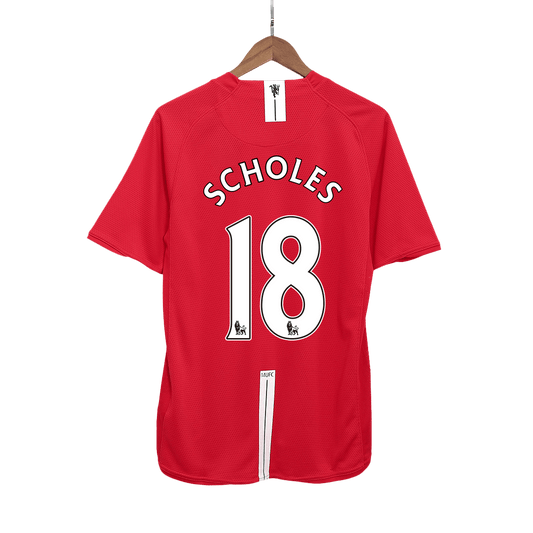 Retro Manchester United Hemma Fotbollströja SCHOLES #18 2007/08