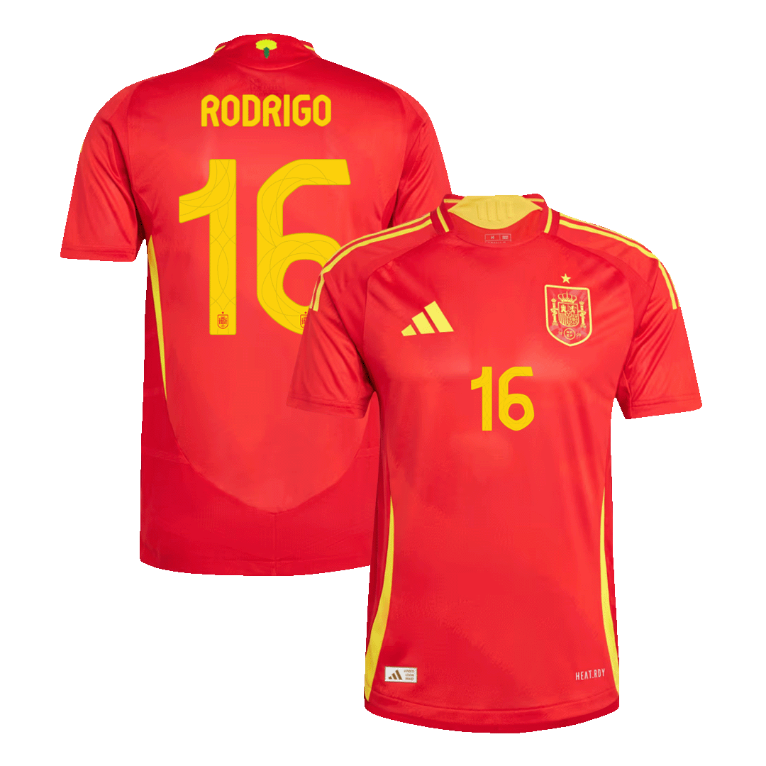 RODRIGO #16 Spanien Hemma Fotbollströjor Euro 2024 Autentisk