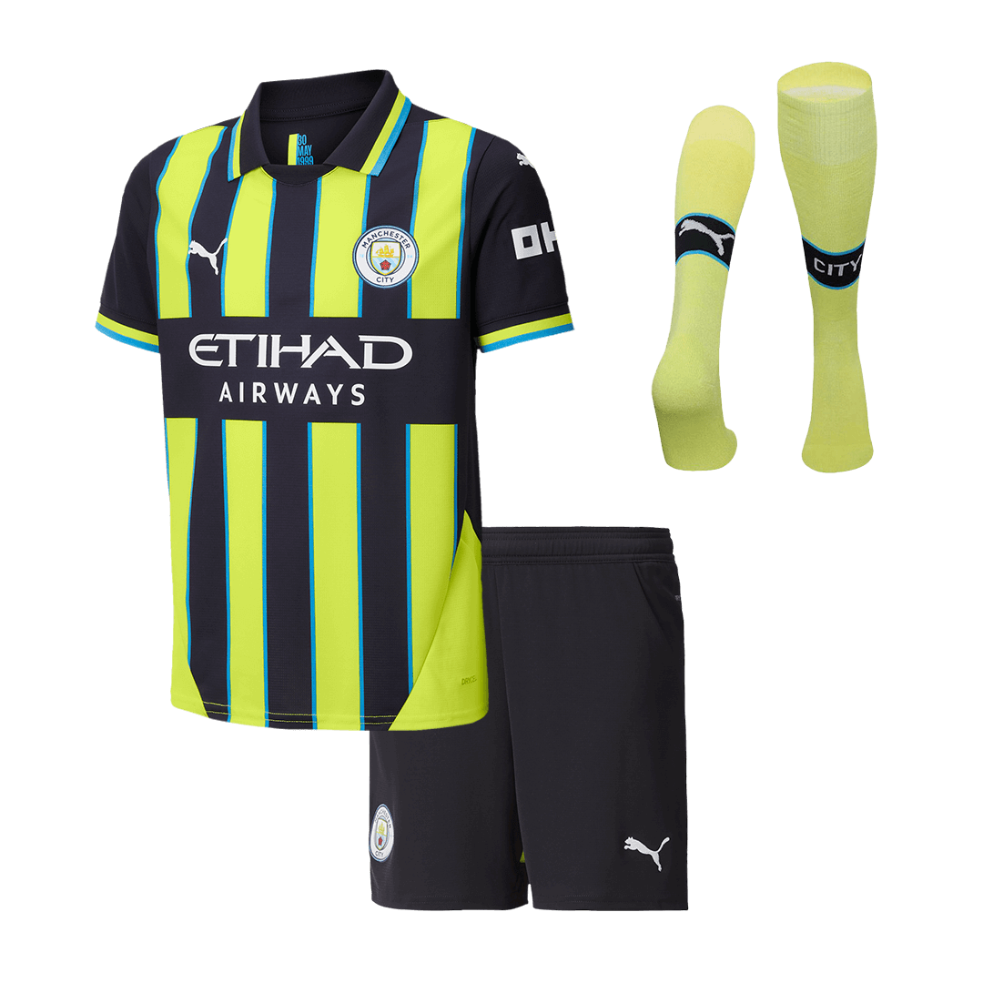 Kid's Manchester City Away Football Shirt Kit(Shirt+Shorts+Socks) 2024/25 Football Kit UK