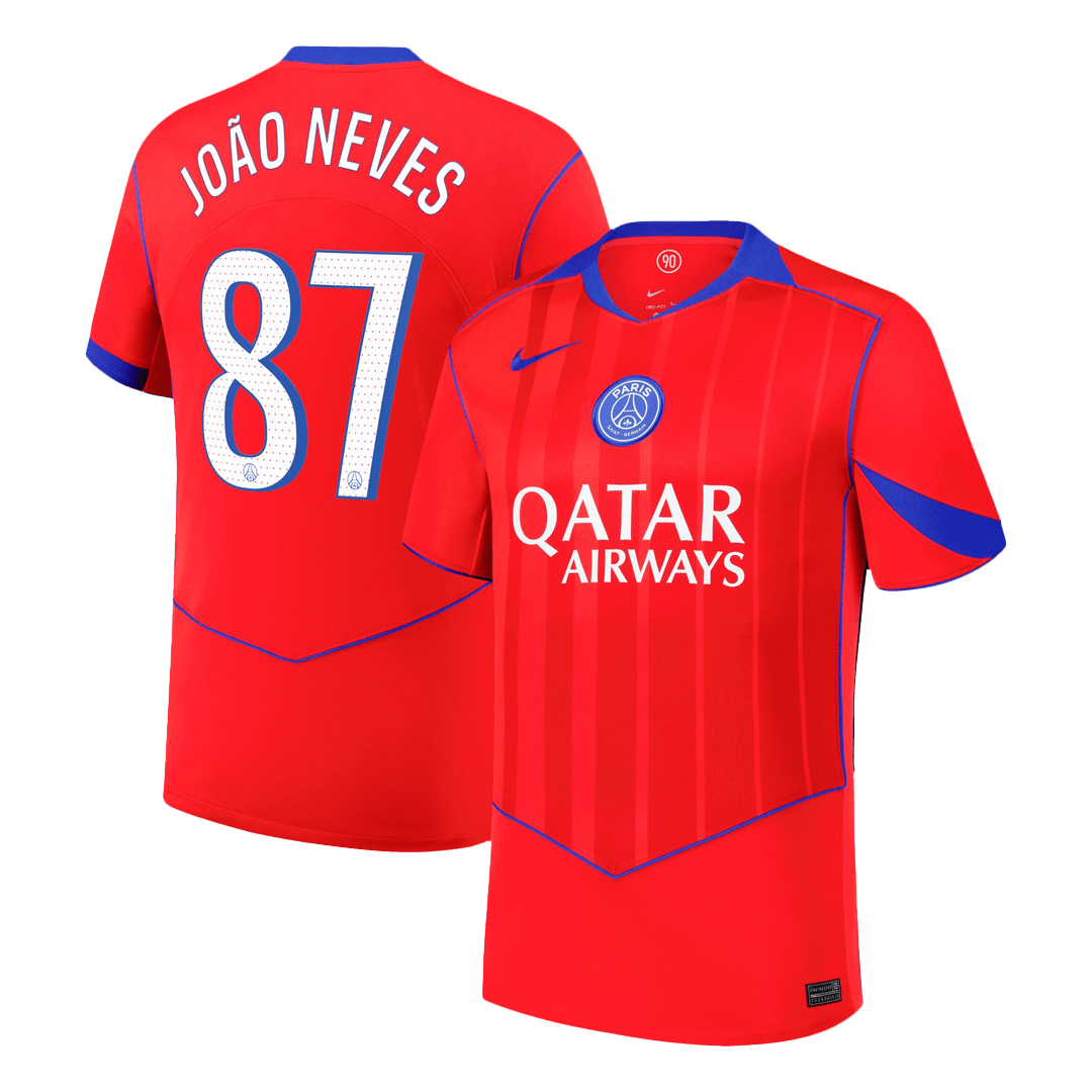 PSG Tröja JOÃO NEVES #87 2025/26 Tredje Röd