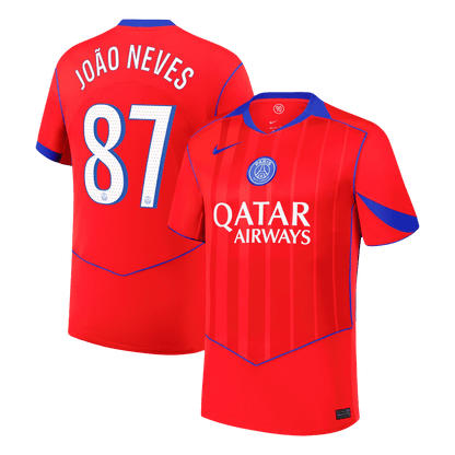 PSG Tröja JOÃO NEVES #87 2025/26 Tredje Röd