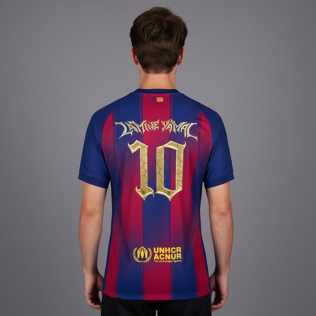 Barcelona Tröja LAMINE YAMAL #10 2025/26 Kopa Trophy Edition Hemma Autentisk Röd & Blå