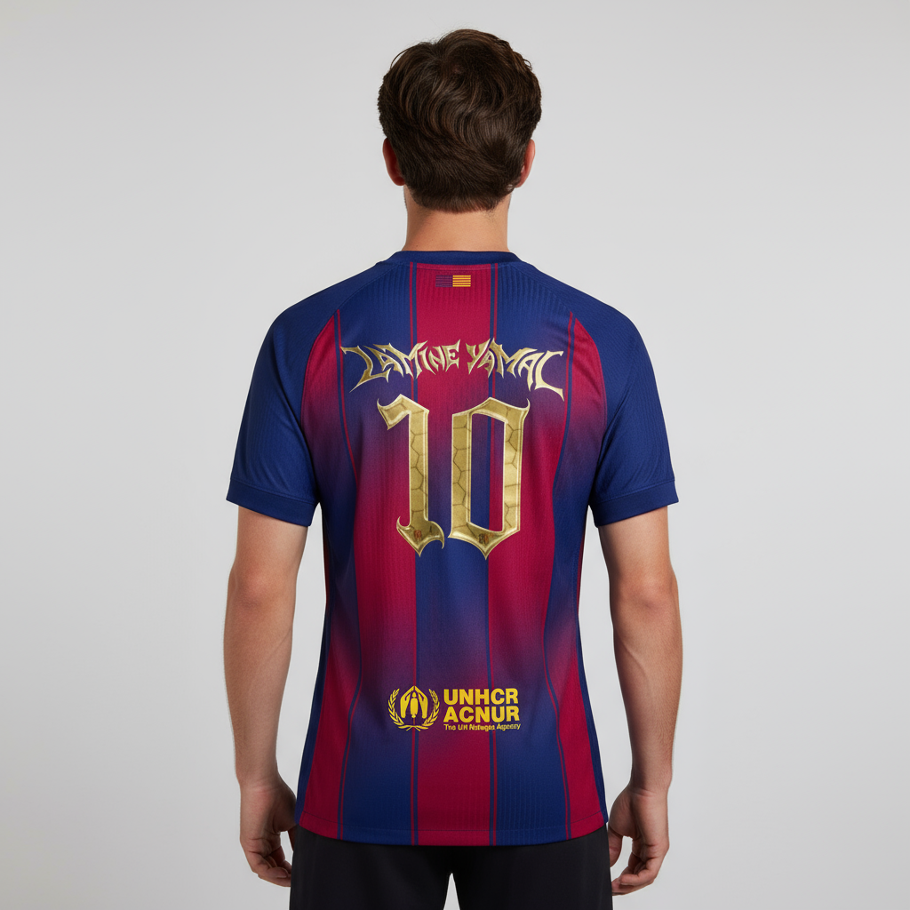 Barcelona Tröja LAMINE YAMAL #10 2025/26 Kopa Trophy Edition Hemma Autentisk Röd & Blå