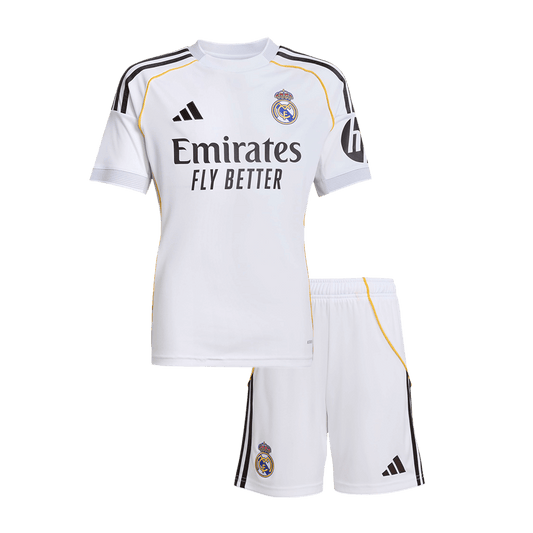 Real Madrid Tröja 2025/26 Hemma 
Fotbollssats Barn stora storlekar