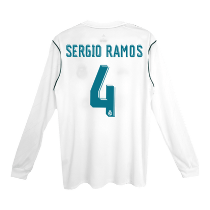 Retro Real Madrid Hemma Fotbollströja SERGIO RAMOS #4 2017/18 långärmad