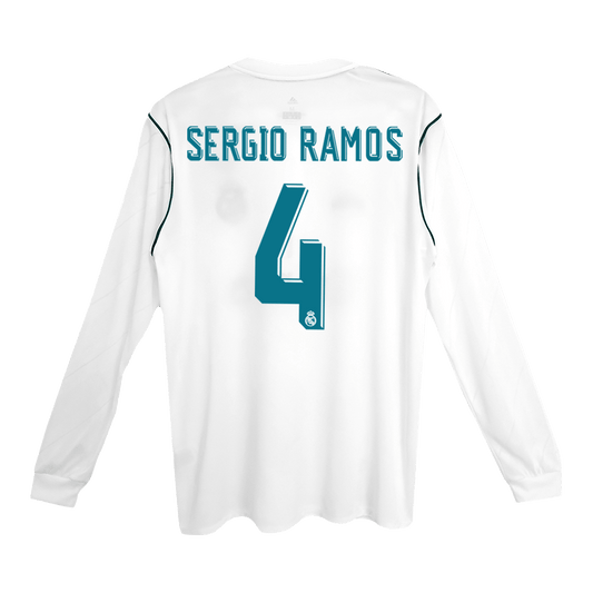 Retro Real Madrid Hemma Fotbollströja SERGIO RAMOS #4 2017/18 långärmad