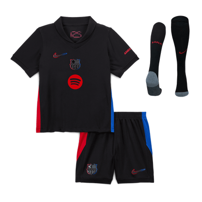 Barcelona Borta Fotbollströja 2024/25 Fotbollssats Barn - Spotify-logotyp utan text