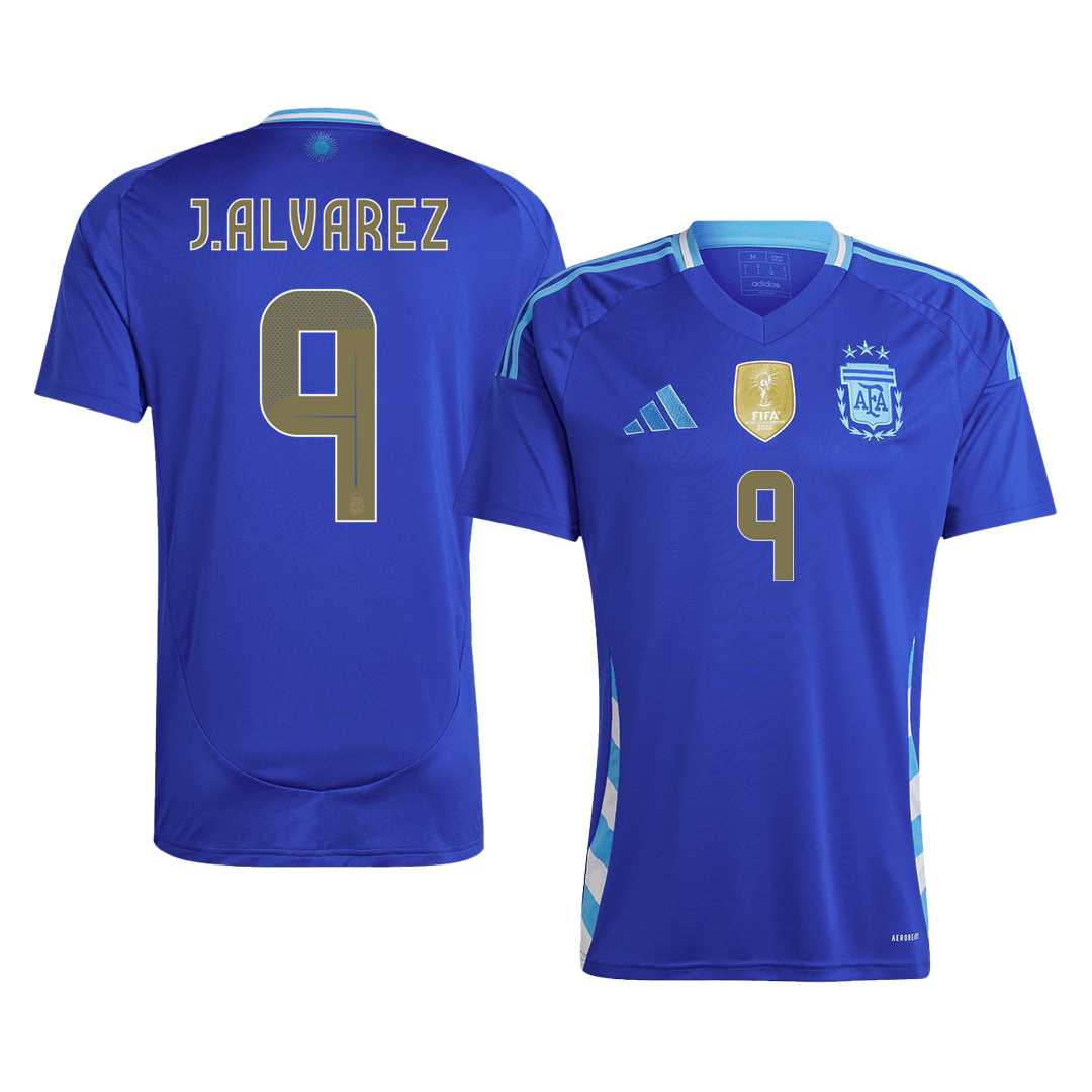 Argentina Borta Fotbollströjor J.ALVAREZ #9 2024
 Premium