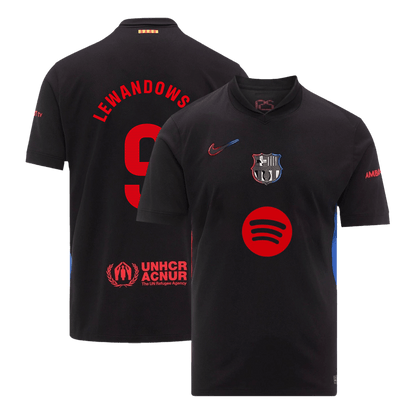 Barcelona Borta Fotbollströja LEWANDOWSKI #9 2024/25 - Spotify-logotyp utan text