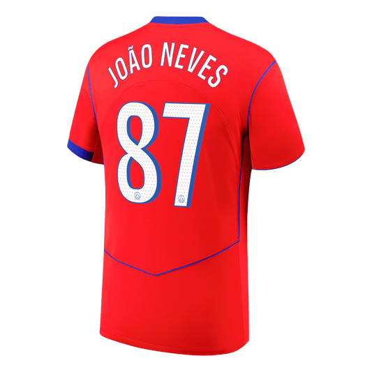 PSG Tröja JOÃO NEVES #87 2025/26 Tredje Röd