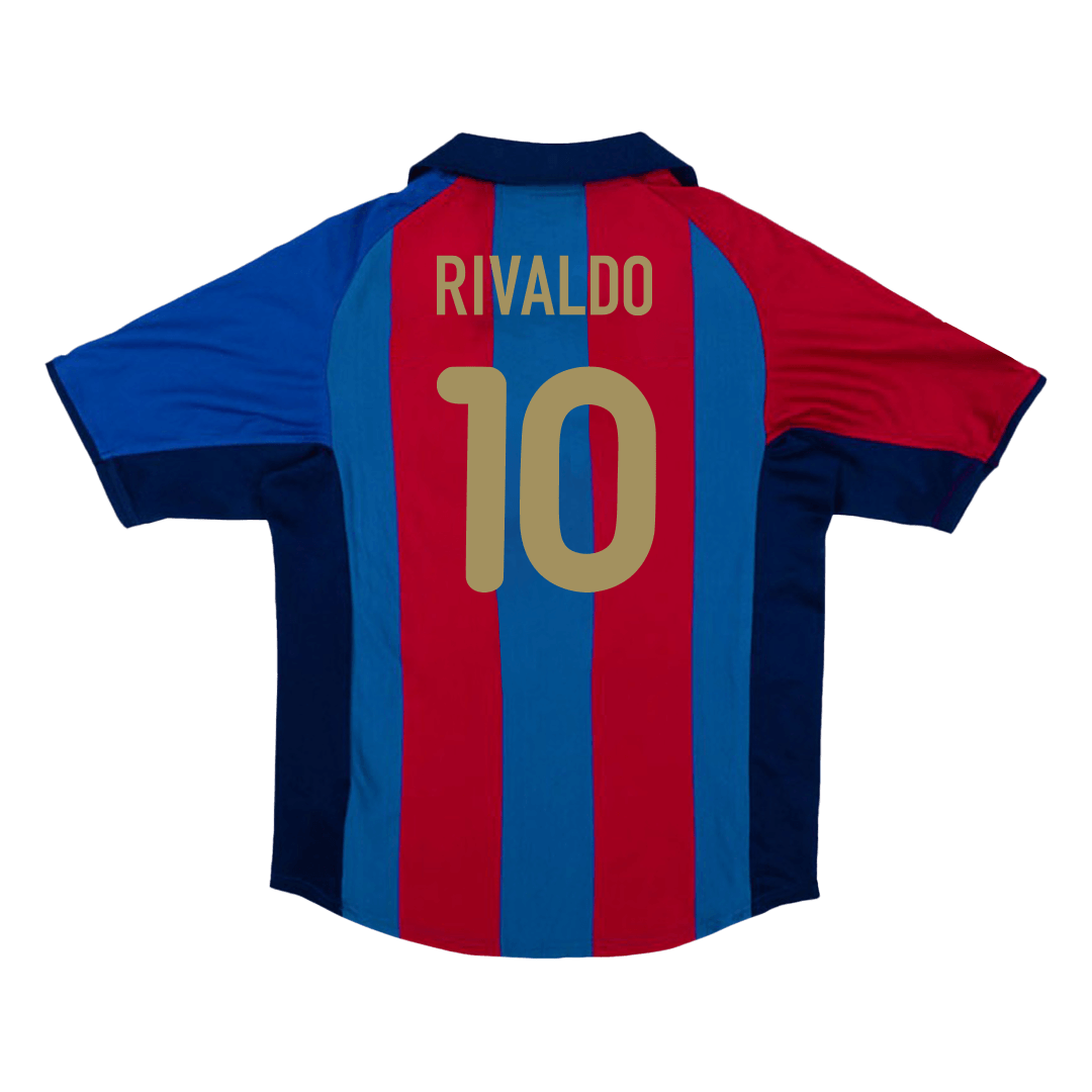 Retro Barcelona Hemma Fotbollströja RIVALDO #10 2001/02