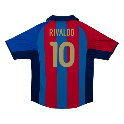 Retro Barcelona Hemma Fotbollströja RIVALDO #10 2001/02