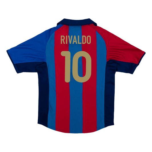 Retro Barcelona Hemma Fotbollströja RIVALDO #10 2001/02