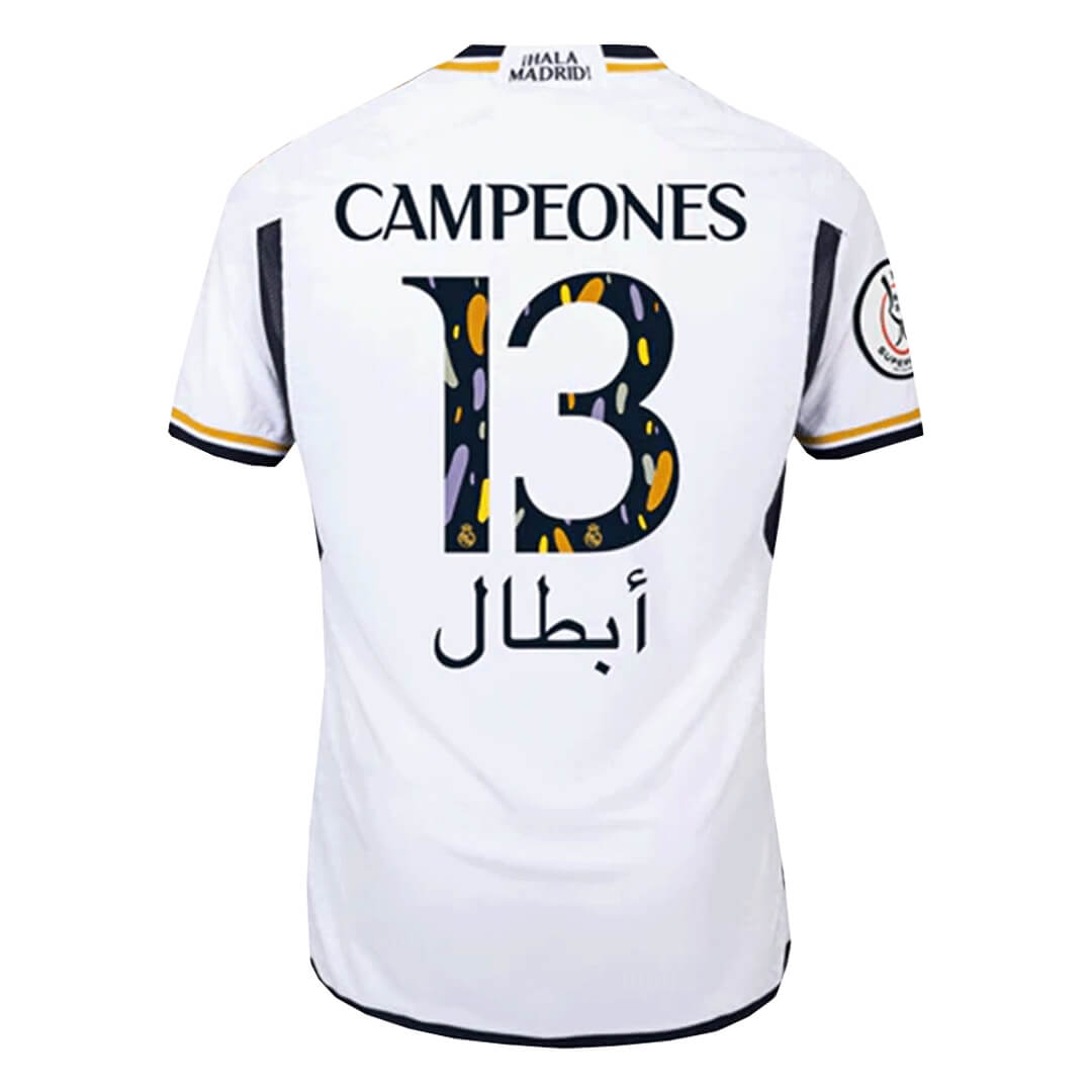 Real Madrid Hemma Fotbollströja CAMPEONES #13 2023/24 Autentisk