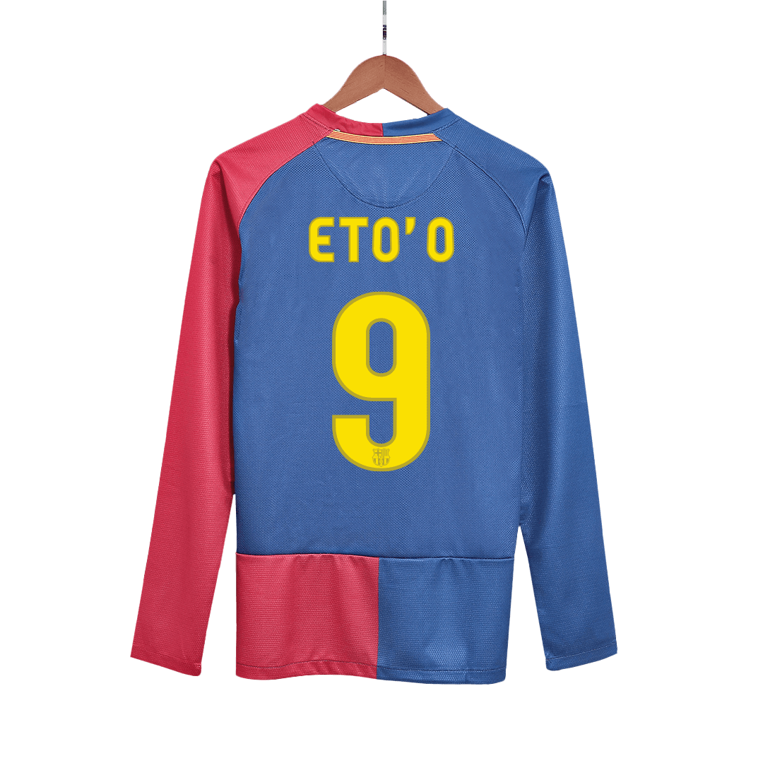 Retro Barcelona Hemma Fotbollströja ETO'O #9 2008/09 långärmad - UCL Final