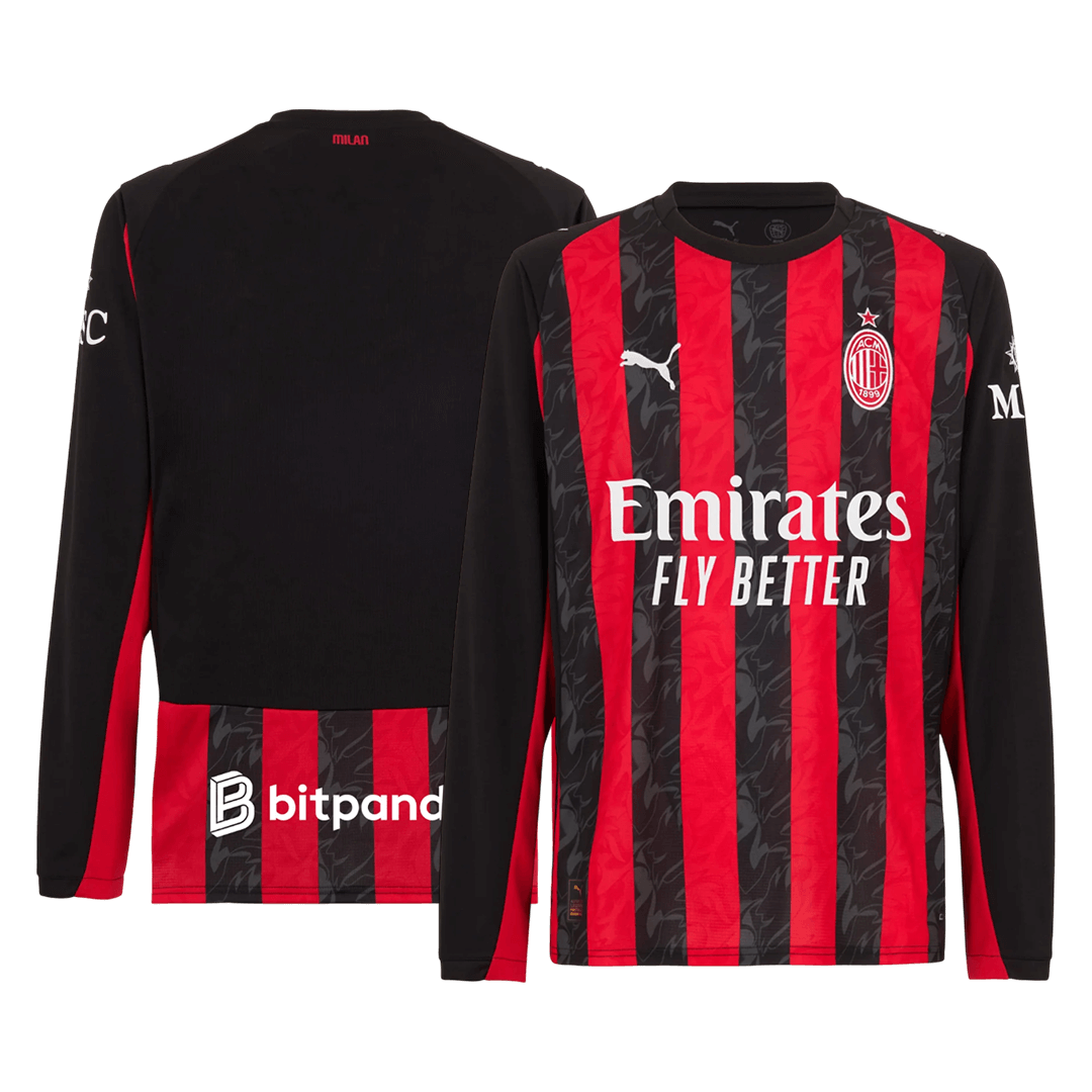 AC Milan Tröja 2025/26 Hemma Långärmad Röd & Svart