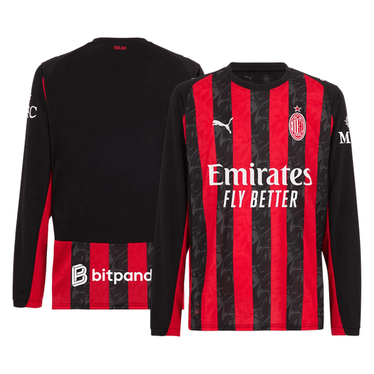 AC Milan Tröja 2025/26 Hemma Långärmad Röd & Svart-1