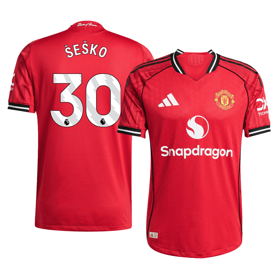 Manchester United Tröja ŠEŠKO #30 2025/26 Hemma Röd Autentisk - Bild 2