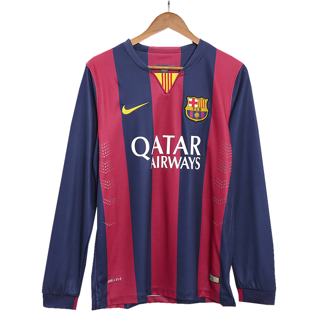 Retro Barcelona Hemma Fotbollströja SUÁREZ #9 2014/15 långärmad - Bild 2