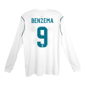 Retro Real Madrid Hemma Fotbollströja BENZEMA #9 2017/18 långärmad