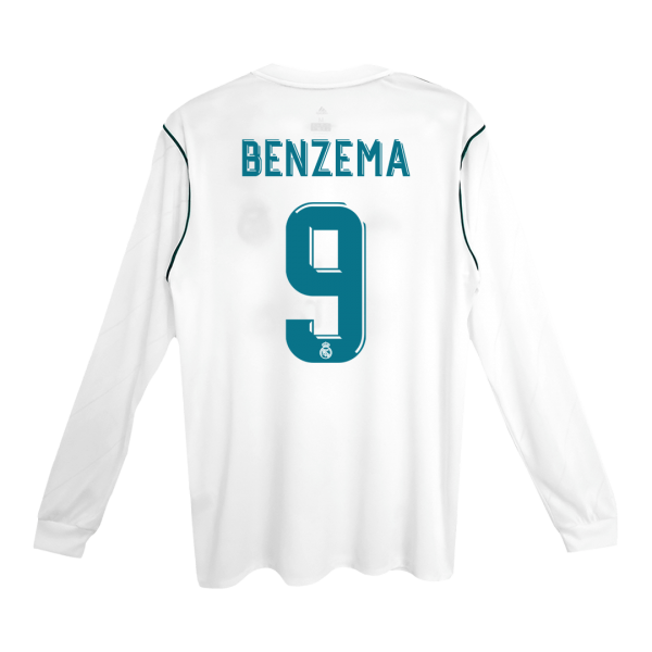 Retro Real Madrid Hemma Fotbollströja BENZEMA #9 2017/18 långärmad