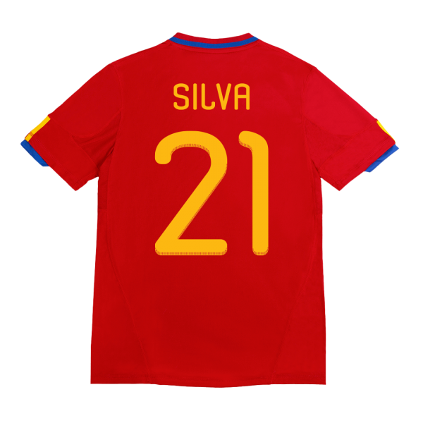 SILVA #21 Spanien Hemma Fotbollströjor 2010 Retro