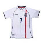 BECKHAM #7 England Hemma Fotbollströjor 2002 Retro