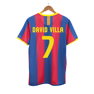 Retro Barcelona Hemma Fotbollströja DAVID VILLA #7 2010/11