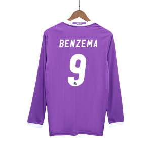 Retro Real Madrid Borta Fotbollströja BENZEMA #9 2016/17 långärmad