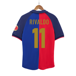 Retro Barcelona Hemma Fotbollströja RIVALDO #11 1999/00 - 100-årsjubileum