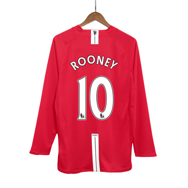 Retro Manchester United Hemma Fotbollströja ROONEY #10 2007/08 långärmad