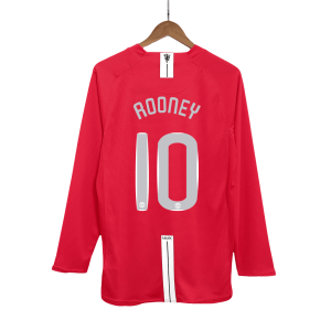 Retro Manchester United Hemma Fotbollströja ROONEY #10 2007/08 långärmad - UCL Final