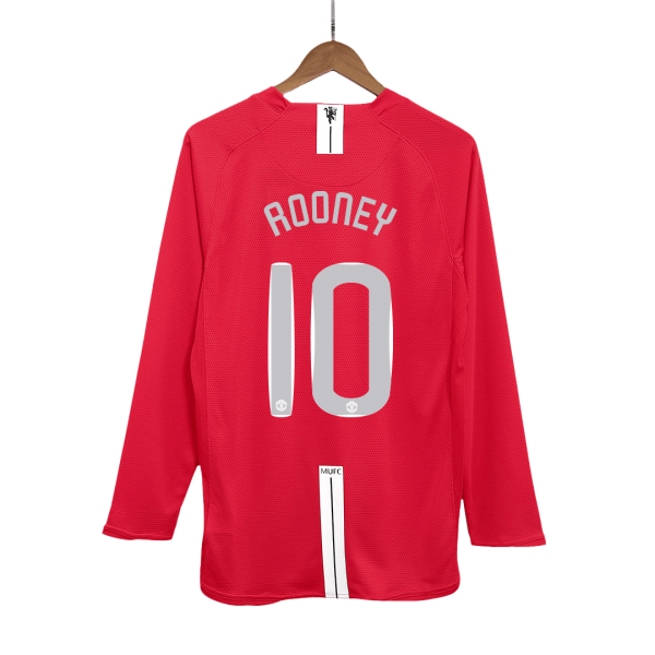 Retro Manchester United Hemma Fotbollströja ROONEY #10 2007/08 långärmad - UCL Final
