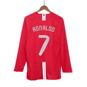 Retro Manchester United Hemma Fotbollströja RONALDO #7 2007/08 långärmad - UCL Final