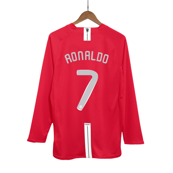 Retro Manchester United Hemma Fotbollströja RONALDO #7 2007/08 långärmad - UCL Final