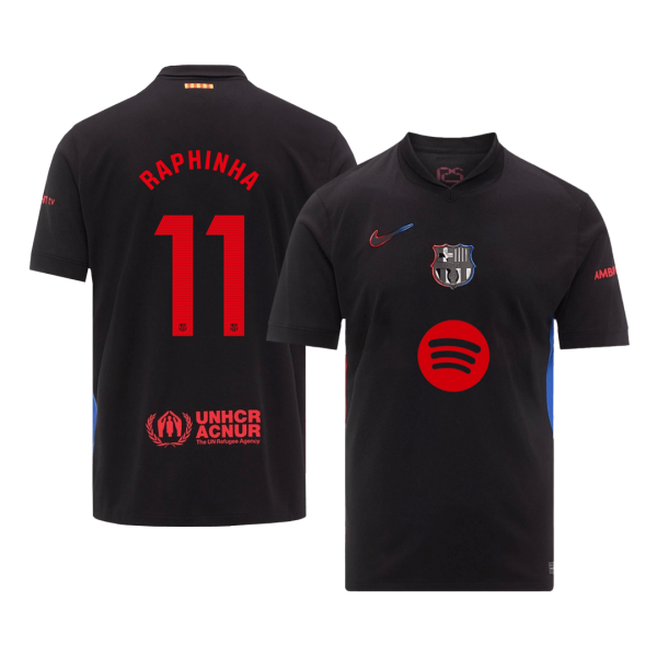 Barcelona Borta Fotbollströja RAPHINHA #11  - Spotify-logotyp utan text