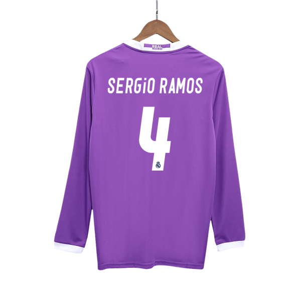 Retro Real Madrid Borta Fotbollströja SERGIO RAMOS #4 2016/17 långärmad