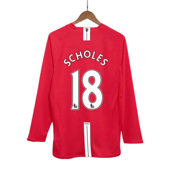 Retro Manchester United Hemma Fotbollströja SCHOLES #18 2007/08 långärmad