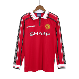 Retro Manchester United Hemma Fotbollströja 1998/99 långärmad