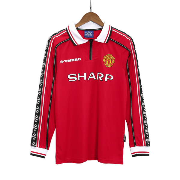 Retro Manchester United Hemma Fotbollströja 1998/99 långärmad