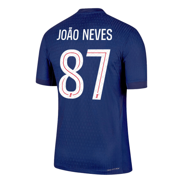 PSG Tröja JOÃO NEVES #87 2025/26 Hemma Autentisk Mörkblå