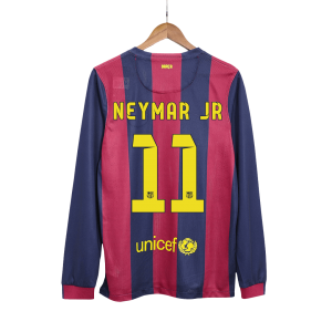 Retro Barcelona Hemma Fotbollströja NEYMAR JR #11 2014/15 långärmad