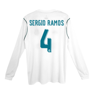 Retro Real Madrid Hemma Fotbollströja SERGIO RAMOS #4 2017/18 långärmad